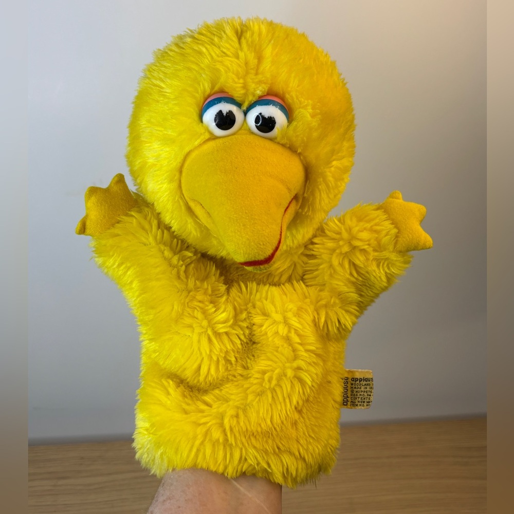Vintage 1995 Applause Sesame Street Big Bird Plush Hand Puppet 12 Inch‎ Yellow